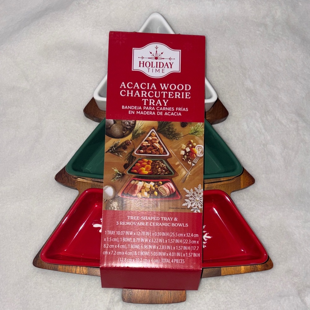 Holiday Time Red and Green Tree Tray Set